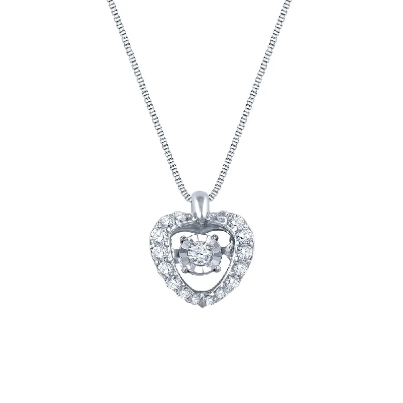 handmade jewelry necklace -Auriya 14k White Gold 1/5ct TDW Dancing Diamond Heart Necklace (H-I, I1-I2)