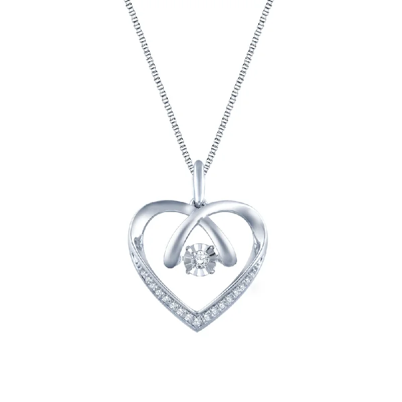 thick gold necklace -Auriya 14k White Gold 1/6ct TDW Dancing Stone Diamond Heart Necklace (H-I, I1-I2)