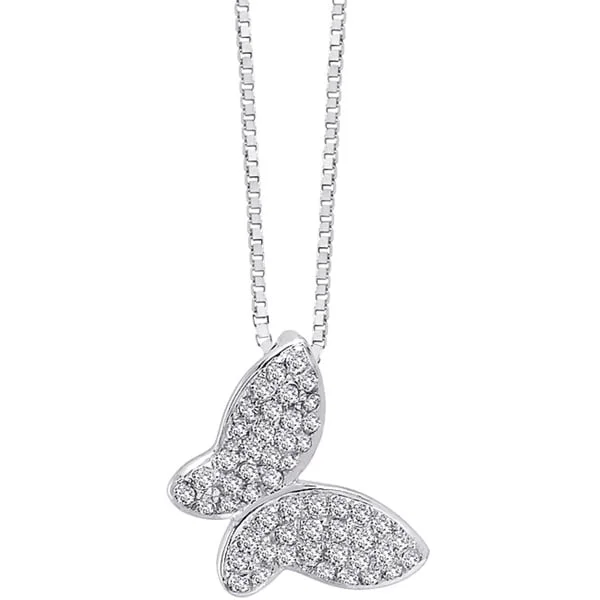 delicate gold necklace -Auriya 14k White Gold 1/6ctw Diamond Butterfly Necklace (G-H, I1-I2)