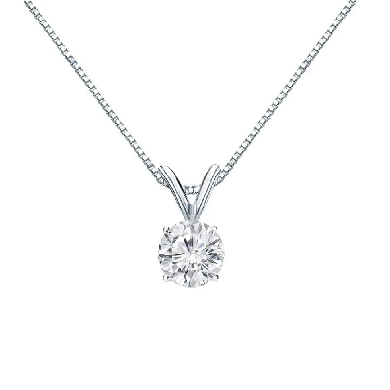 custom name necklace -Auriya 18k Gold 1/2ct TDW Round Diamond Solitaire Necklace (H-I, VS1-VS2)