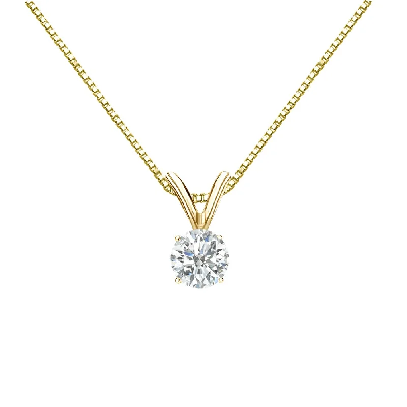 personalized engraving necklace -Auriya 18k Gold 1/4ct TDW Round Cut Diamond 4-Prong Solitaire Necklace (H-I, SI1-SI2)