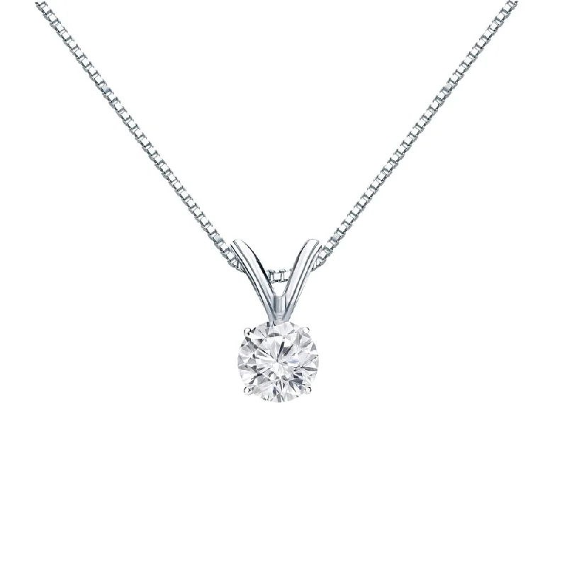 crystal pendant necklace for men -Auriya 18k Gold 1/4ct TDW Round Cut Diamond 4-Prong Solitaire Necklace (H-I, VS1-VS2)