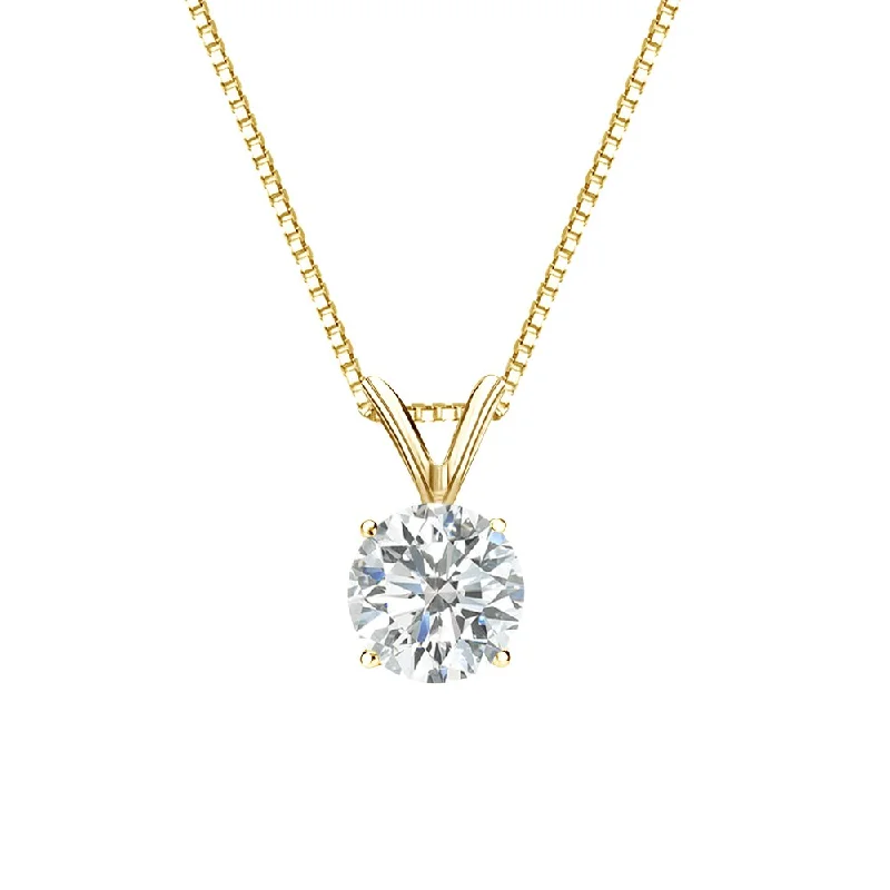 layering necklace set -Auriya 18k Gold 3/4ct TDW Round Diamond Solitaire Necklace (I-J, I2-I3)