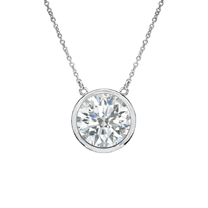 long pendant necklace -Auriya 1ctw Round Solitaire Diamond Necklace 14k Gold Bezel-set (I-J, SI2-SI3) - 6.5mm