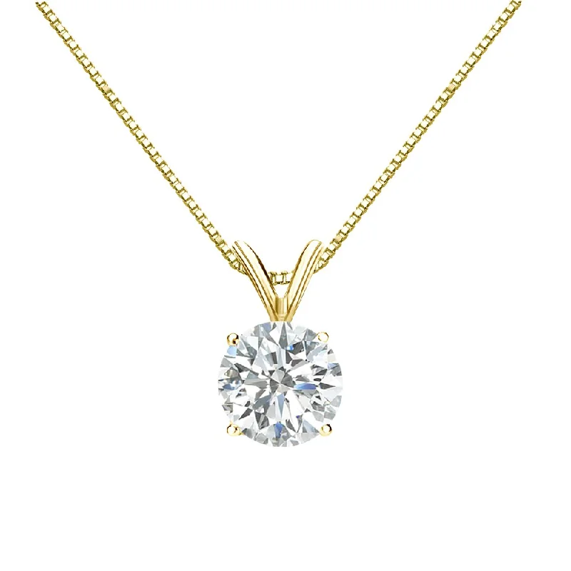 yellow sapphire necklace -Auriya 1ctw Round Solitaire Diamond Necklace 18k Gold (I-J, SI2-SI3)