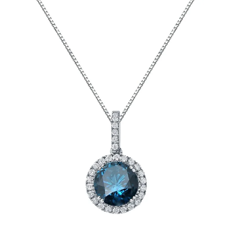 crystal choker necklace -Auriya 2 1/4ctw Halo Blue Diamond Necklace 14k Gold (SI2-SI3)