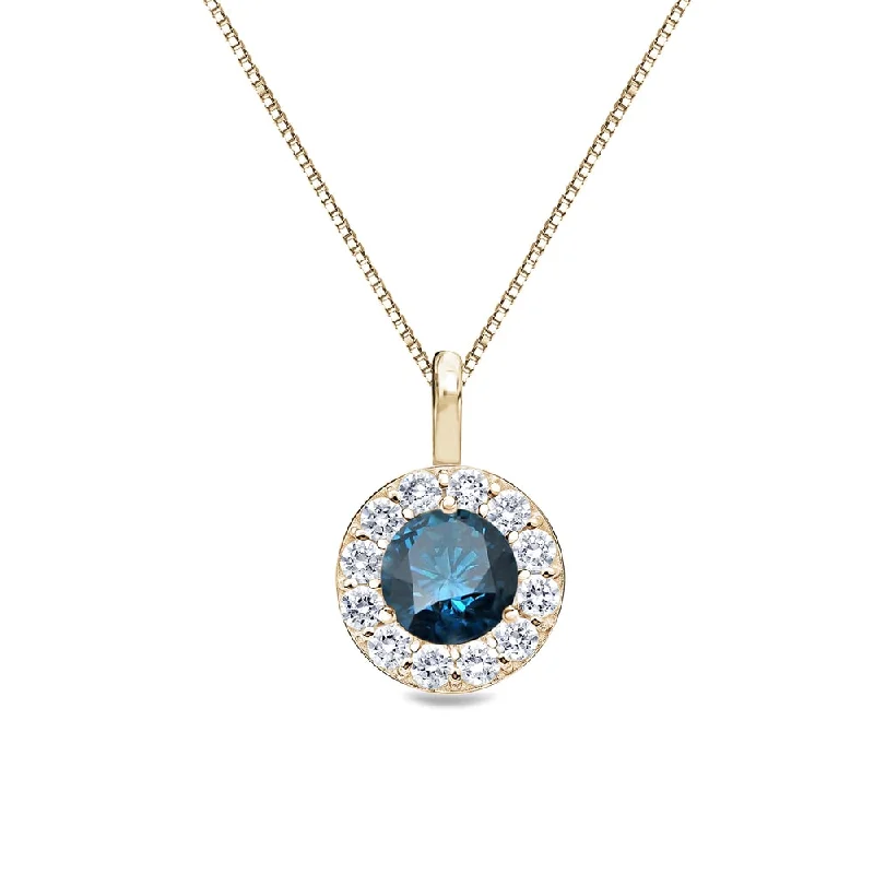 vintage silver necklace -Auriya 2/5ctw Round Blue Diamond Halo Necklace 14k Gold (I1-I2)