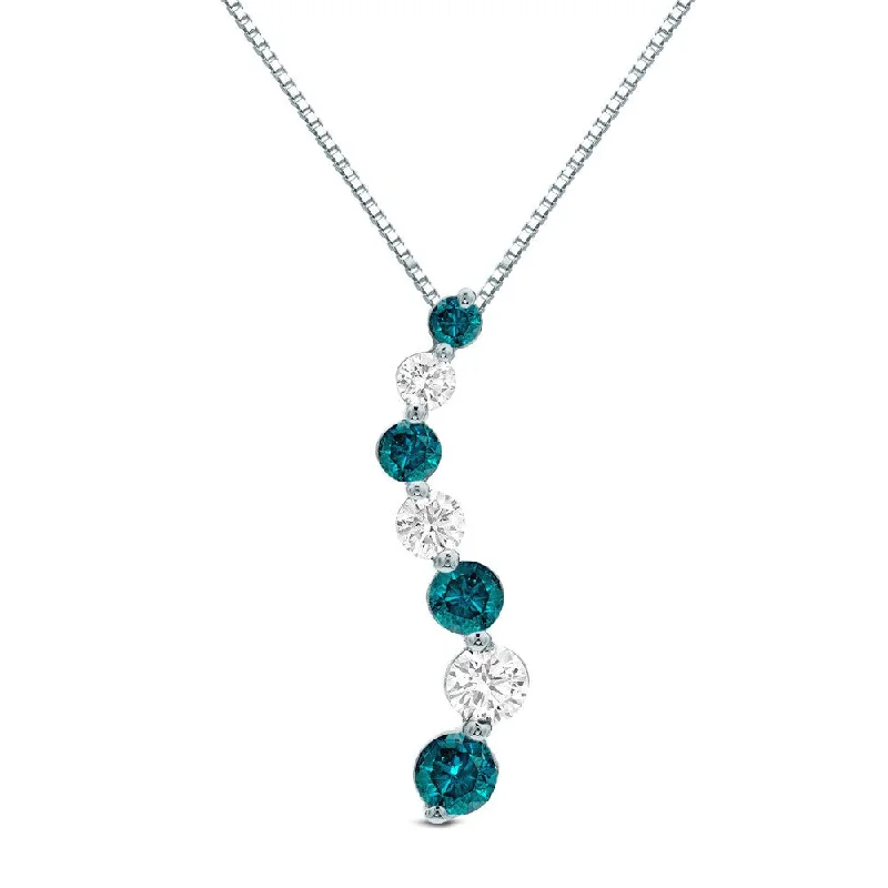 women’s diamond necklace -Auriya 3/4ctw Blue Diamond Journey Necklace 14k Gold (I-J, I1-I2)