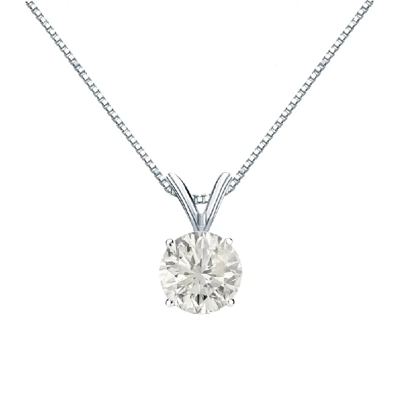 moon pendant necklace -Auriya 3/4ctw Round Solitaire Diamond Necklace 18k Gold (J-K, I1-I2)