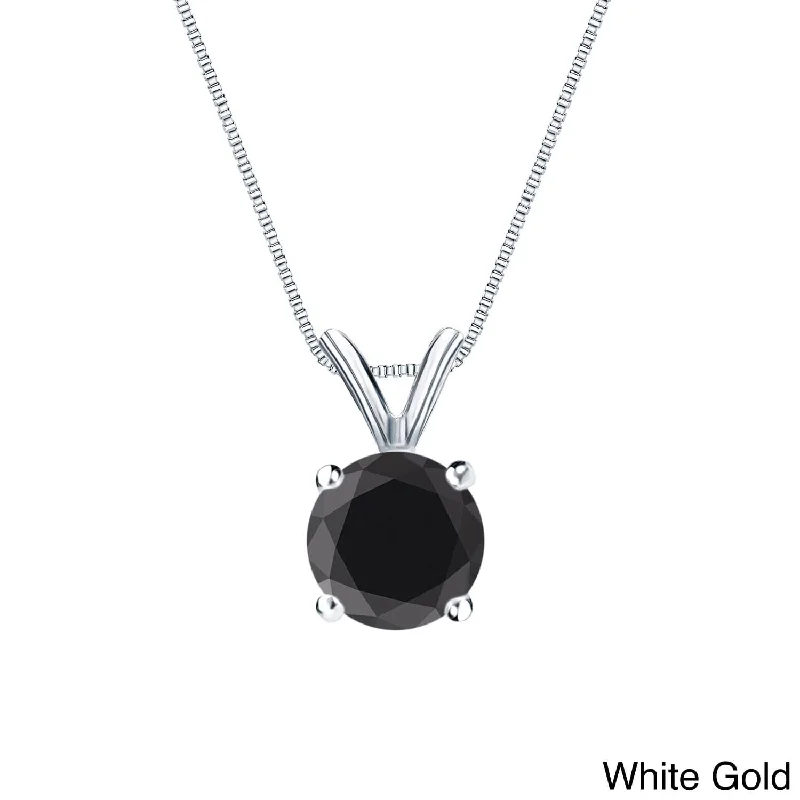 modern gold necklace -Auriya 3/4ctw Solitaire Black Diamond Necklace 14k Gold