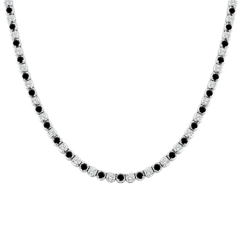 rhinestone choker necklace -Auriya 9 carat TW Black and White Diamond Tennis Necklace 14k Gold - 16-inch (I1-I2)