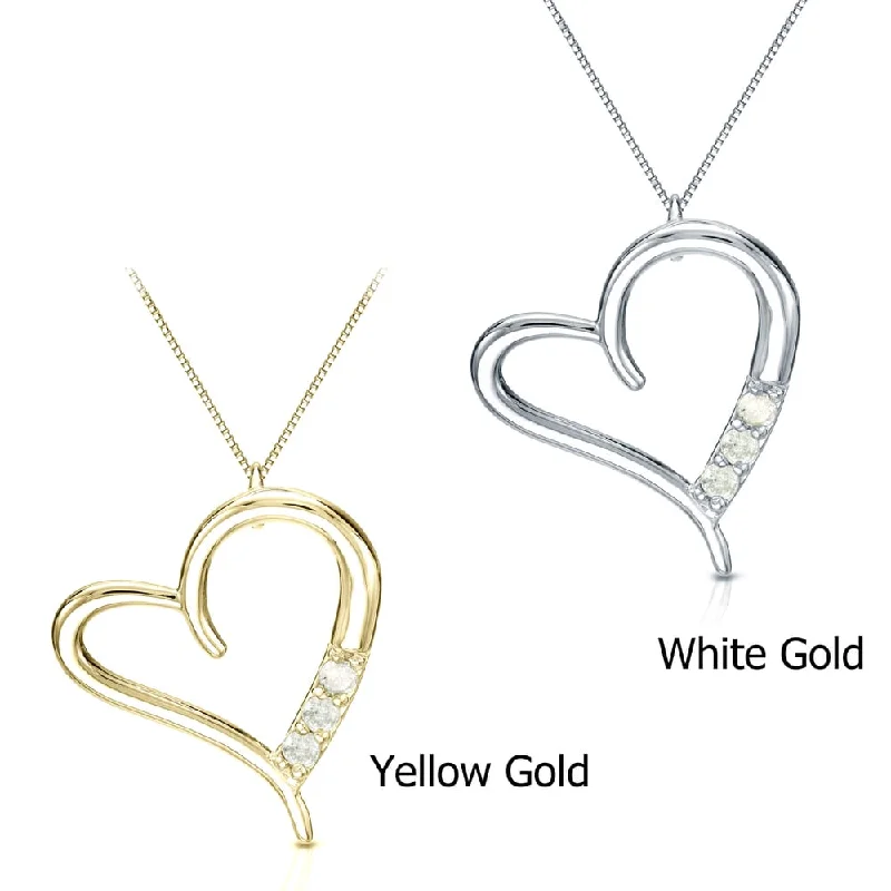 infinity love necklace -Auriya Heart Shaped Accent Diamond Necklace 1/10ctw 10k Gold (J-K, I1-I2)