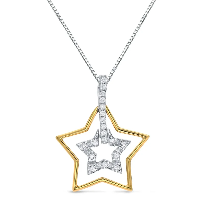 gold chain choker necklace -Auriya Star Shaped 1/8ct TDW Two-Tone Diamond Necklace 14K Gold (H-I, SI1-SI2)