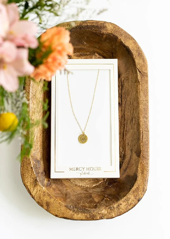 yellow gold pendant necklace -Birth Flower Necklace | Gold