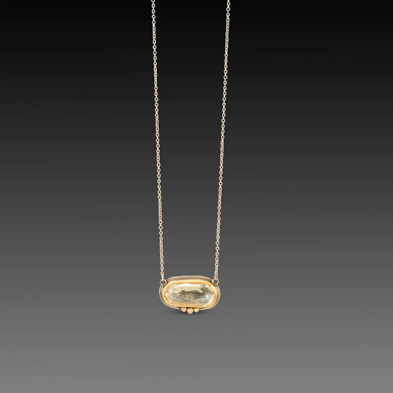 long gold necklace -Clear Topaz Necklace with Diamond Trio