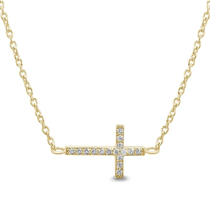 infinity diamond necklace -Created White Sapphire Sideways Cross Necklace in Gold Plated .925 Sterling Silver