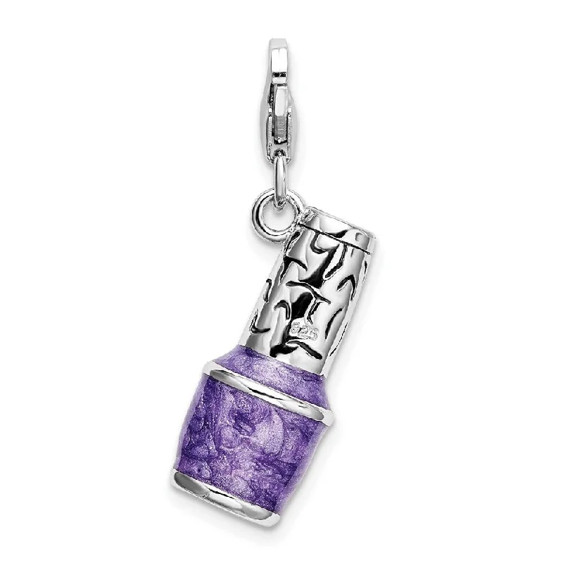 dragonfly necklace -Diamond2Deal 925 Sterling Silver 3-D Enameled Purple Nailpolish Lobster Clasp Pendant (L- 39 mm, W- 9 mm)