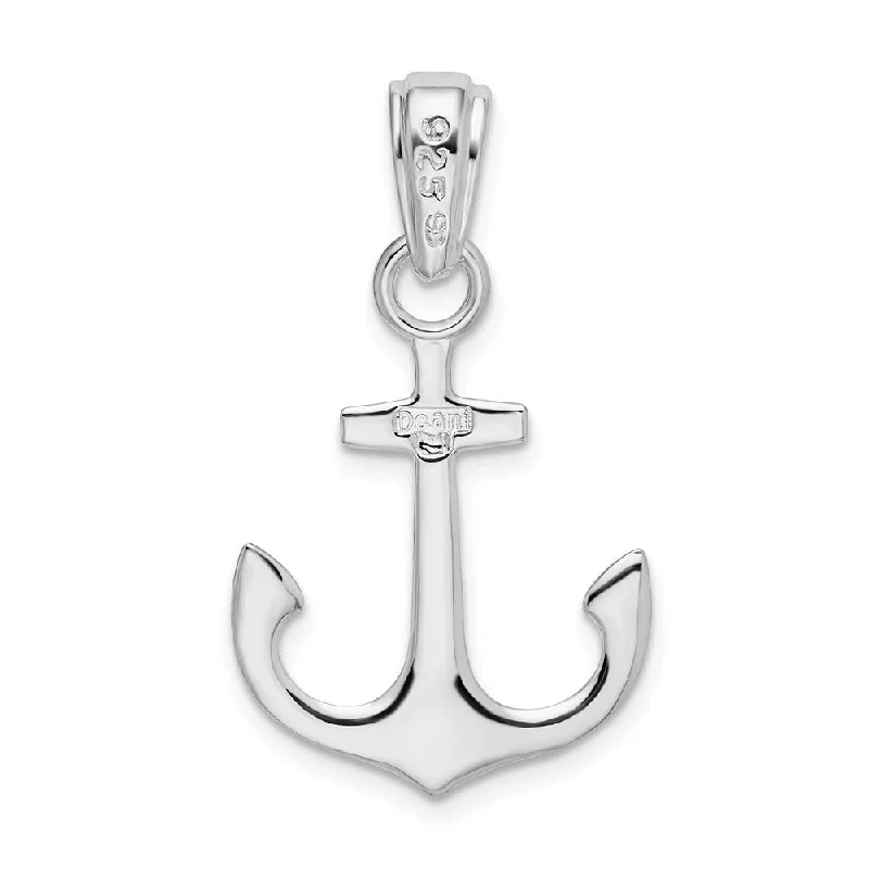 beaded necklace for women -Diamond2Deal 925 Sterling Silver 3D Anchor Pendant (L-31.22mm)