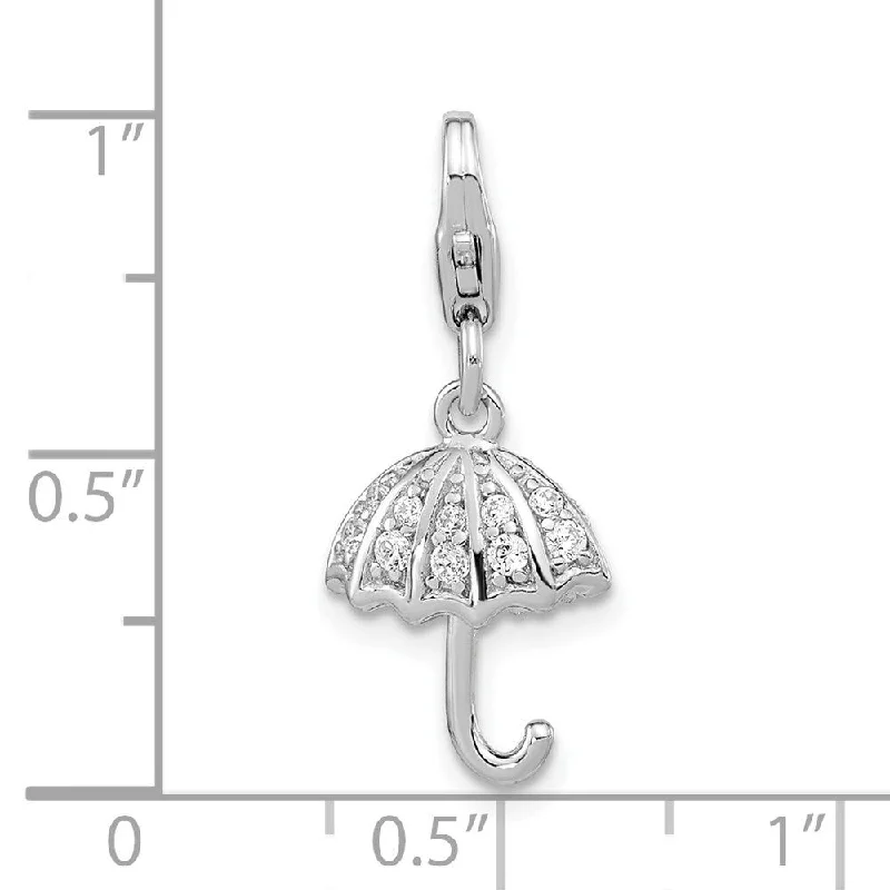 sterling silver chain necklace -Diamond2Deal 925 Sterling Silver Amore La Vita Rhodium-plated Crystal From Pendant and Charm (L-25.5mm, W-10.65mm)