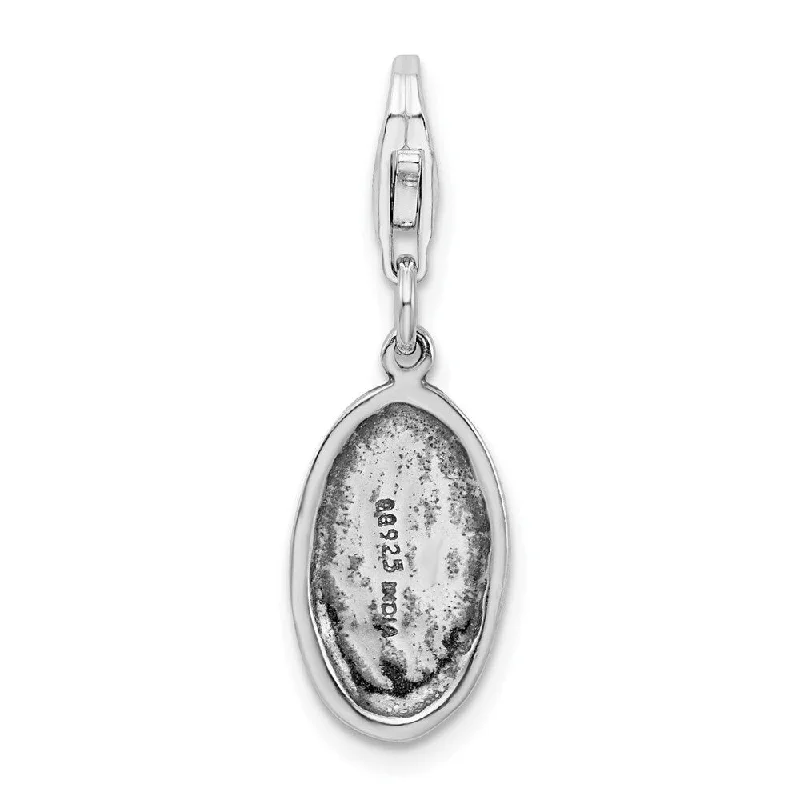 pearl necklace with pendant -Diamond2Deal 925 Sterling Silver Antiqued MOM Pendant (L- 35 mm, W- 9 mm)