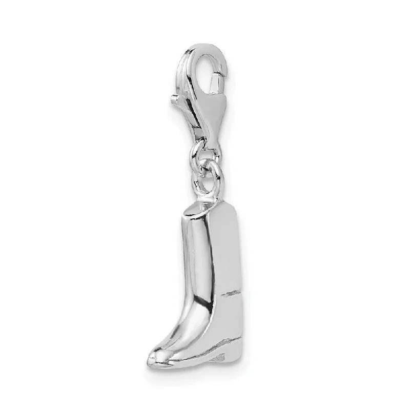 minimalist silver pendant necklace -Diamond2Deal 925 Sterling Silver Click-on Polished Boot Pendant (L- 33 mm, W- 9 mm)