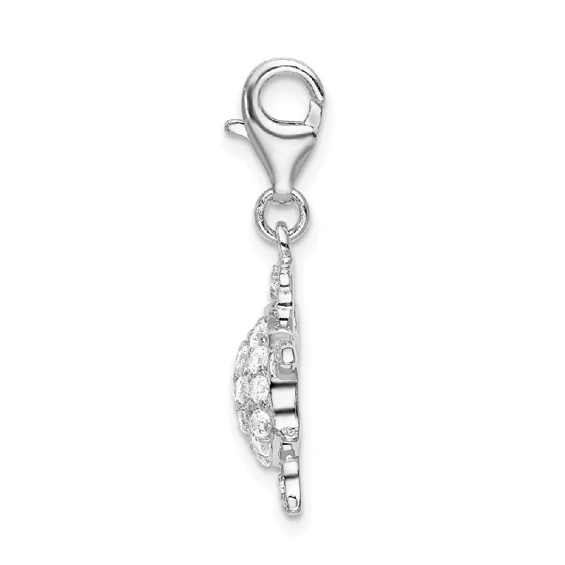 men’s chain necklace -Diamond2Deal 925 Sterling Silver CZ Sea Turtle Pendant w/Lobster Clasp (L- 35 mm, W- 16 mm)