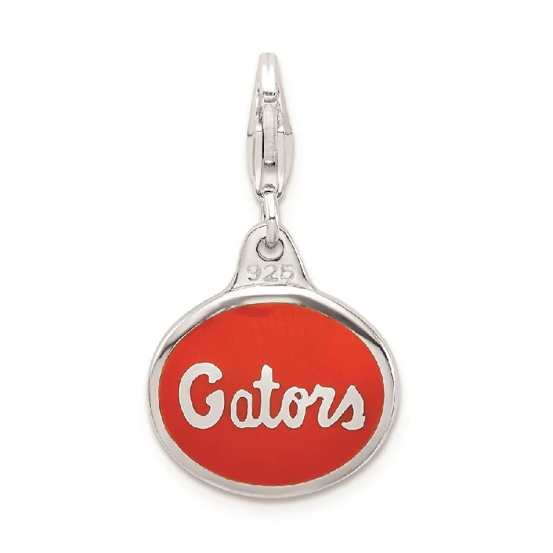 bohemian gold necklace -Diamond2Deal 925 Sterling Silver Enamel Univ. of Florida Lobster Clasp Pendant (L- 18 mm, W- 16 mm)