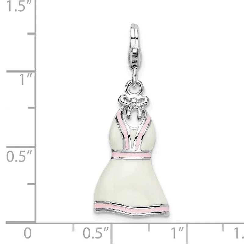 women’s diamond necklace -Diamond2Deal 925 Sterling Silver Enamel White Pink Tri mmed Dress Lobster Clasp Pendant (L- 41 mm, W- 13 mm)