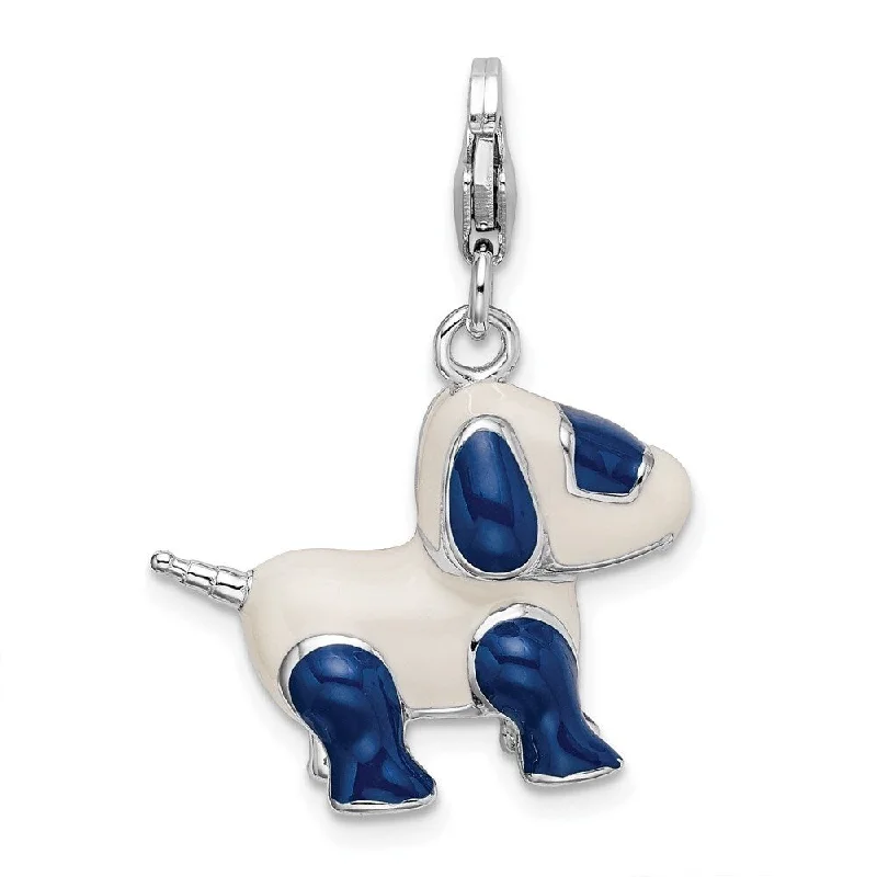 abstract pendant necklace -Diamond2Deal 925 Sterling Silver Enameled 3-D Robot Dog Pendant (L- 39 mm, W- 22 mm)