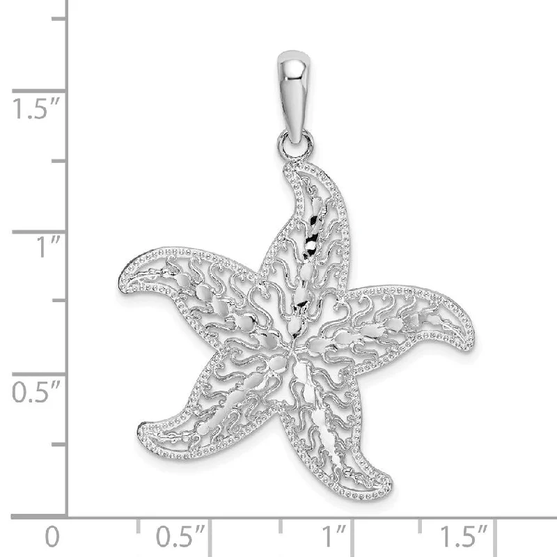 moonstone pendant necklace -Diamond2Deal 925 Sterling Silver Filigree Starfish Pendant (L-29.29mm)