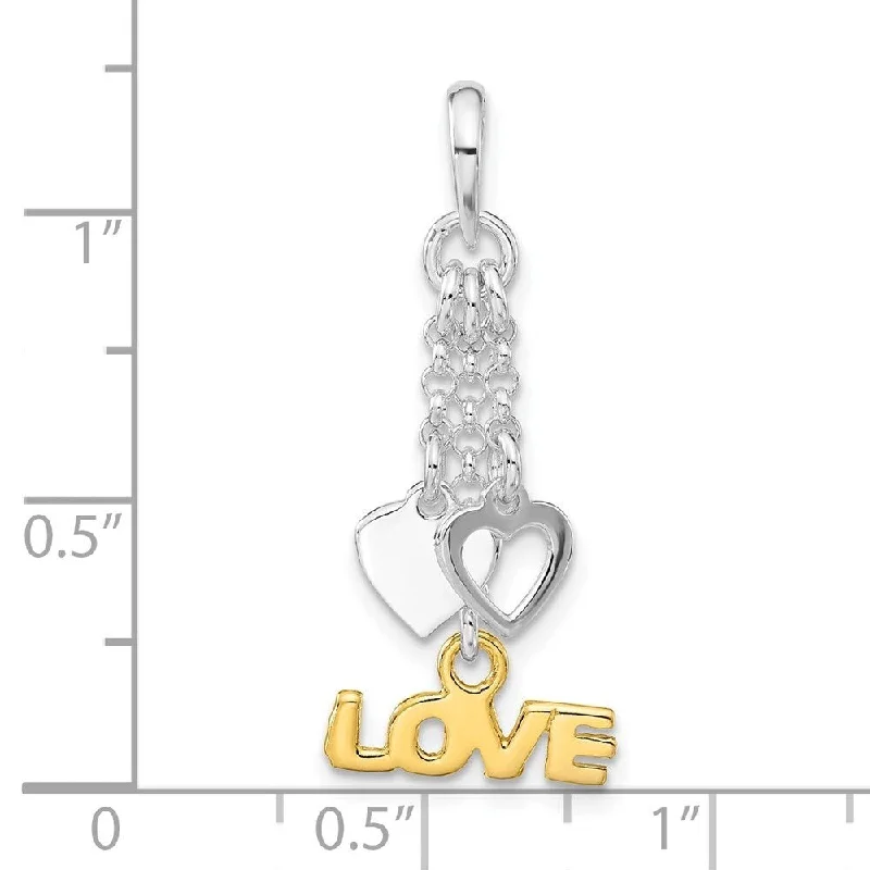 star necklace for women -Diamond2Deal 925 Sterling Silver Gold-tone Love and Hearts Dangle Pendant