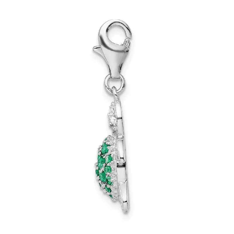 butterfly pendant necklace -Diamond2Deal 925 Sterling Silver Green Clear CZ Turtle Pendant w/Lobster Clasp (L- 39 mm, W- 15 mm)