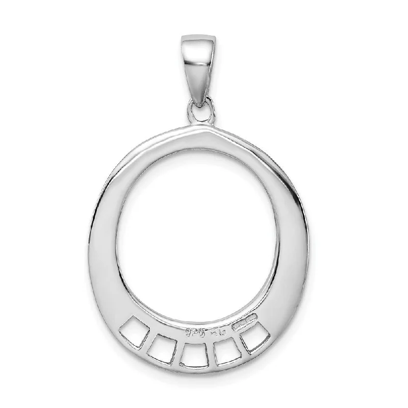 silver link necklace -Diamond2Deal 925 Sterling Silver Oval Shaped Carrier Pendant (L- 42 mm, W- 22 mm)