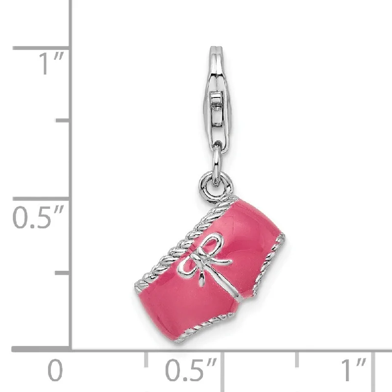 3D pendant necklace -Diamond2Deal 925 Sterling Silver Pink Enameled 3D Bikini Bottom Pendant (L- 16 mm, W- 12 mm)