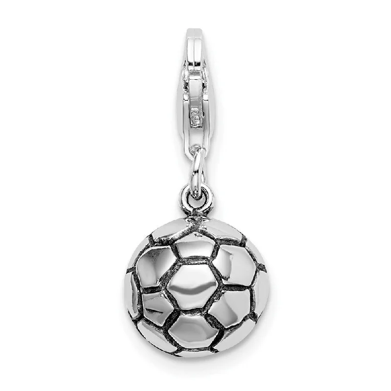 chunky silver necklace -Diamond2Deal 925 Sterling Silver Polished and Antiqued Soccer Ball Lobster Clasp Pendant