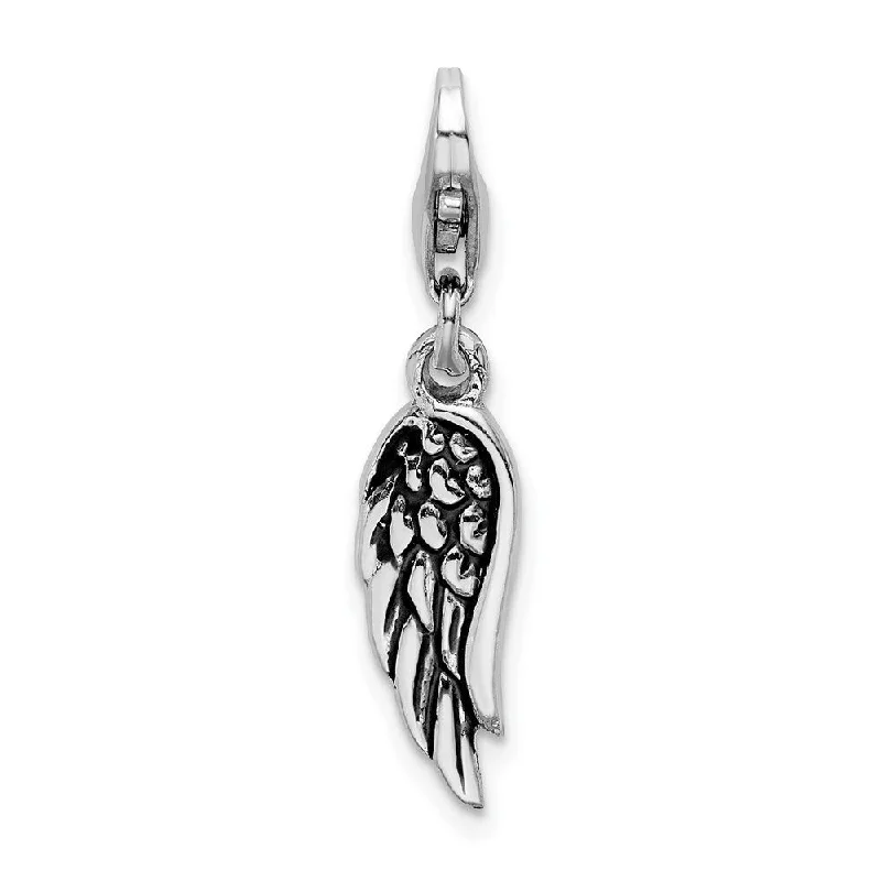 chain link necklace -Diamond2Deal 925 Sterling Silver Polished and Oxidized 3D Wing Lobster Clasp Pendant