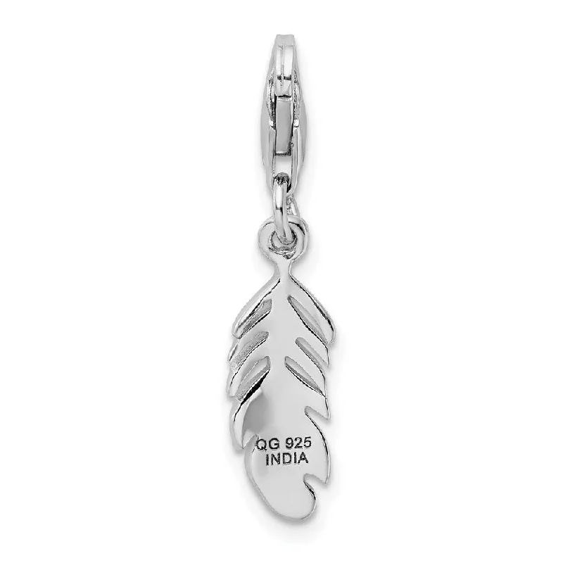 custom message necklace -Diamond2Deal 925 Sterling Silver Polished Feather Pendant