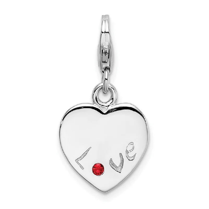 minimalist pearl necklace -Diamond2Deal 925 Sterling Silver Polished Red CZ Love Heart Pendant w/Lobster Clasp