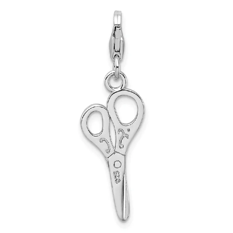 layering necklace set -Diamond2Deal 925 Sterling Silver Polished Scissors Lobster Clasp Pendant (L- 42 mm, W- 11 mm)