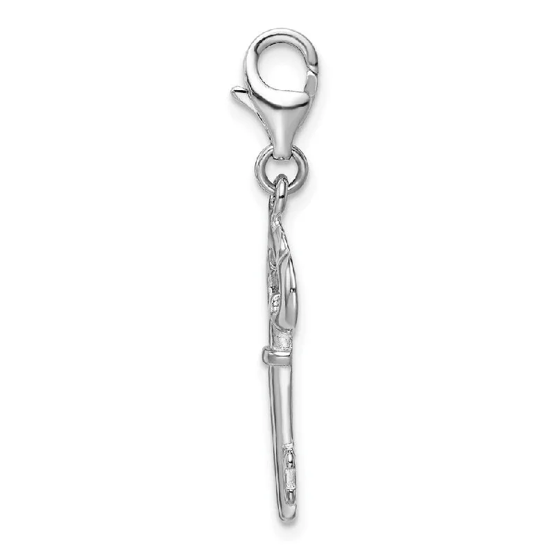 inspirational quote necklace -Diamond2Deal 925 Sterling Silver Polished Skeleton Key Lobster Clasp Pendant (L- 40 mm, W- 8 mm)