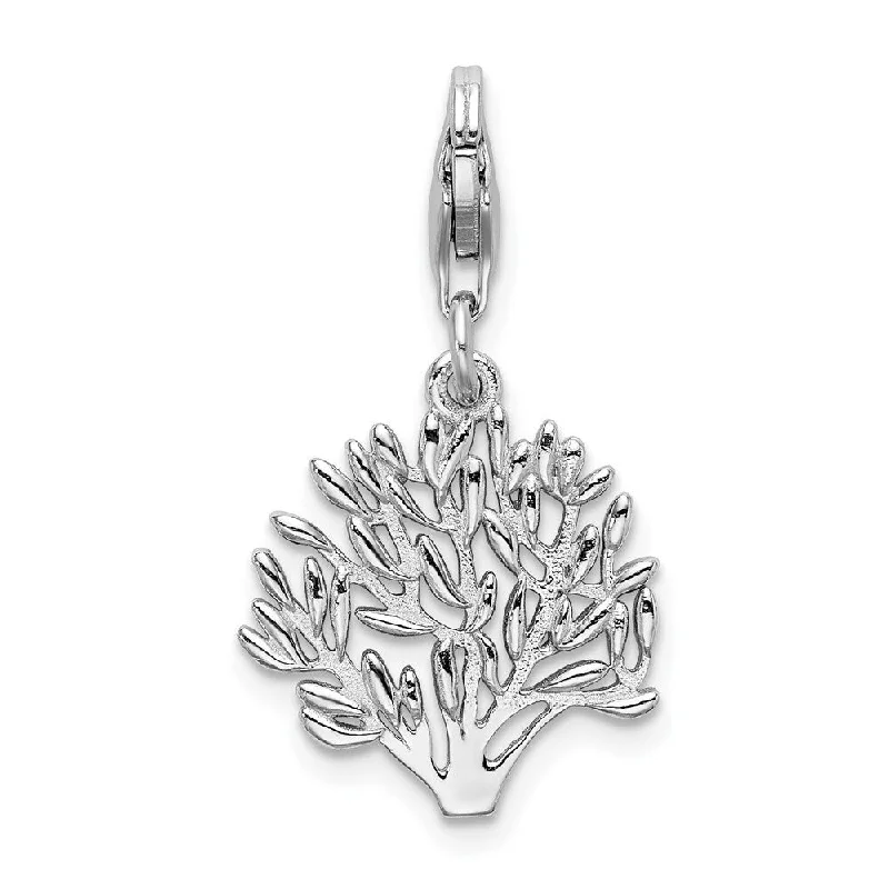 layered silver necklace -Diamond2Deal 925 Sterling Silver Polished Tree Pendant