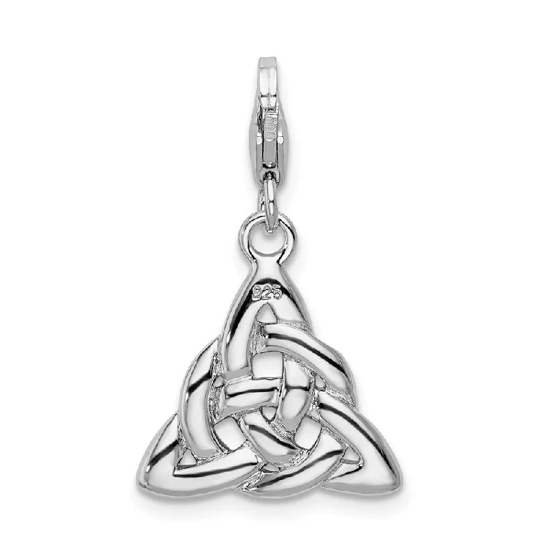 women’s gold pendant necklace -Diamond2Deal 925 Sterling Silver Polished Trinity Knot Lobster Clasp Pendant (L- 36 mm, W- 16 mm)