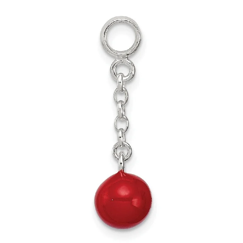 boho crystal necklace -Diamond2Deal 925 Sterling Silver Red Enameled Bead 1/2" Dangle Enhancer Pendant (L- 26 mm, W- 8 mm)