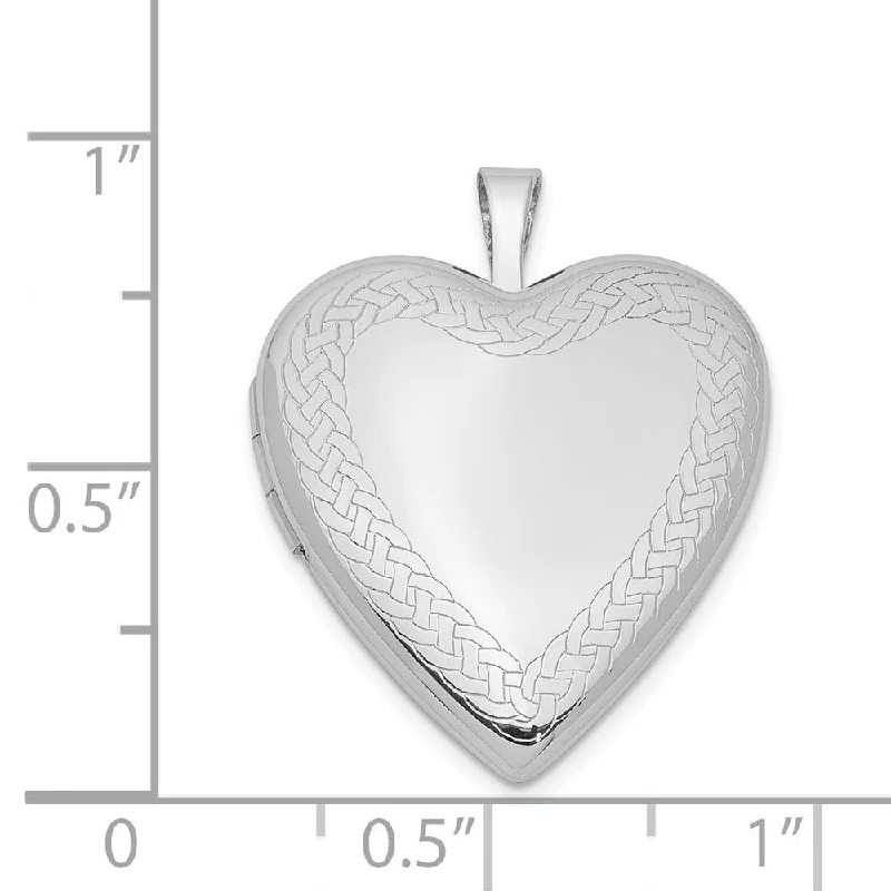 turtle pendant necklace -Diamond2Deal 925 Sterling Silver Rhodium-plated Braided Edge Heart Locket