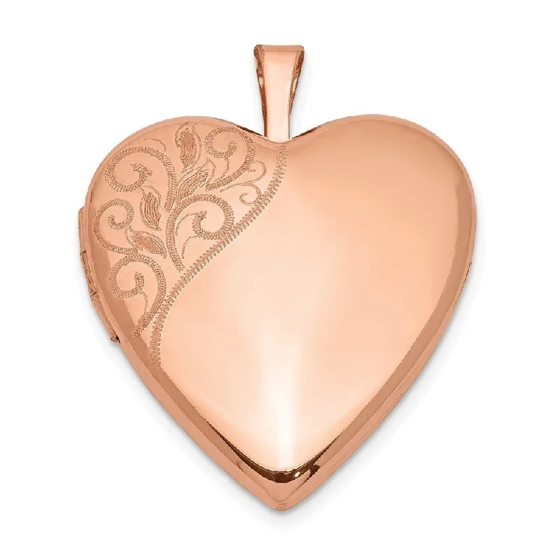 sparkling diamond necklace -Diamond2Deal 925 Sterling Silver Rose Gold-plated 20mm Polished Swirl Heart Locket