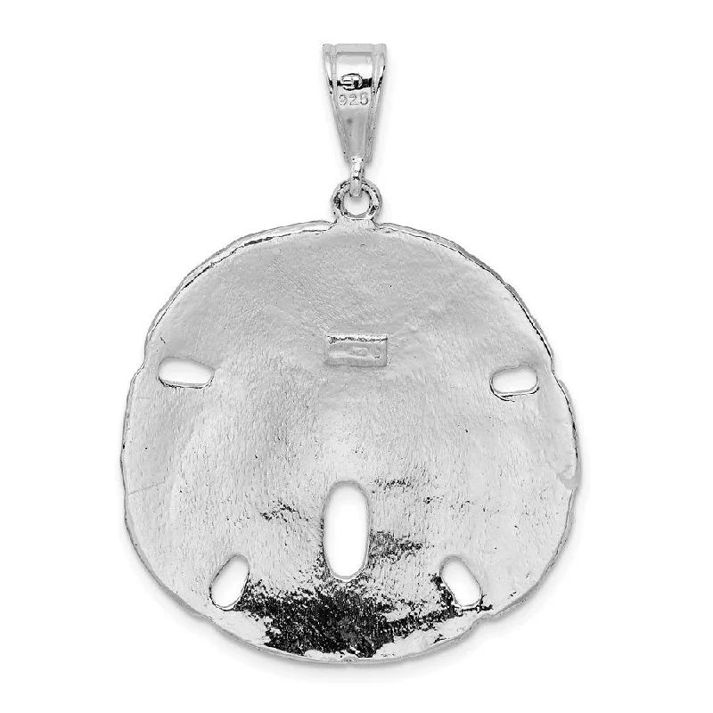 crystal heart necklace -Diamond2Deal 925 Sterling Silver Sand Dollar Pendant (L-41.9mm)