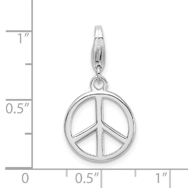 silver statement necklace -Diamond2Deal 925 Sterling Silver Small Polished Peace Sign Lobster Clasp Pendant (L- 25 mm, W- 13 mm)