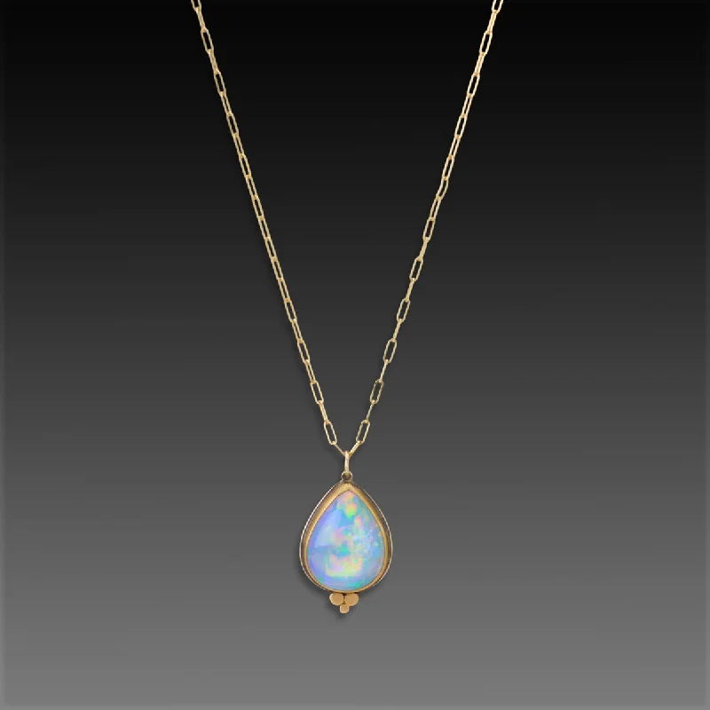 moon pendant necklace -Ethiopian Opal Teardrop Necklace