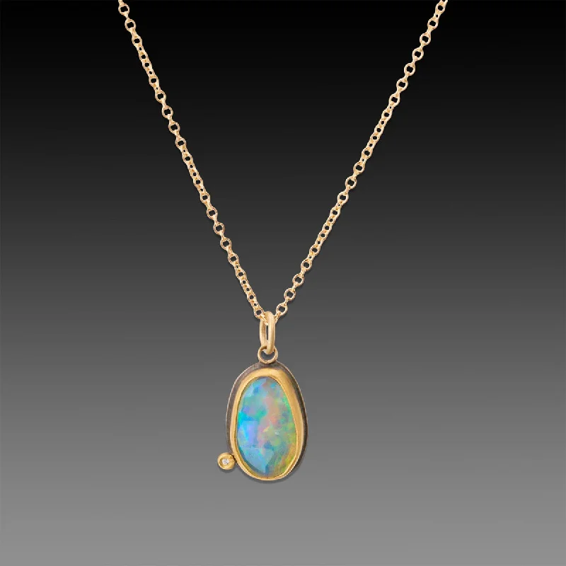 dainty diamond necklace -Ethiopian Opal Necklace