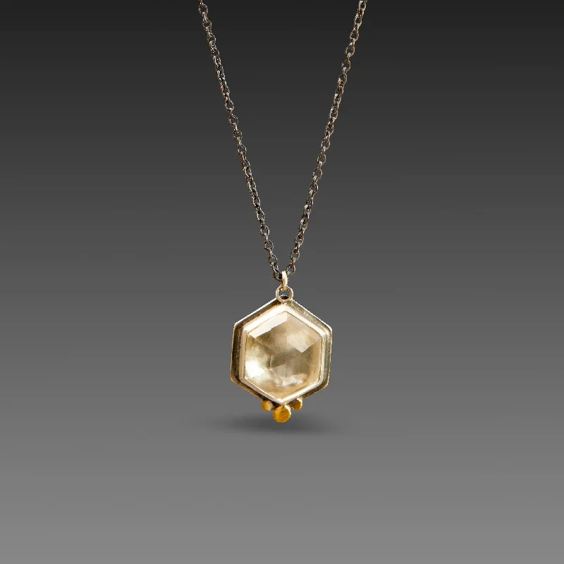 emerald pendant necklace -Geometric White Topaz Necklace